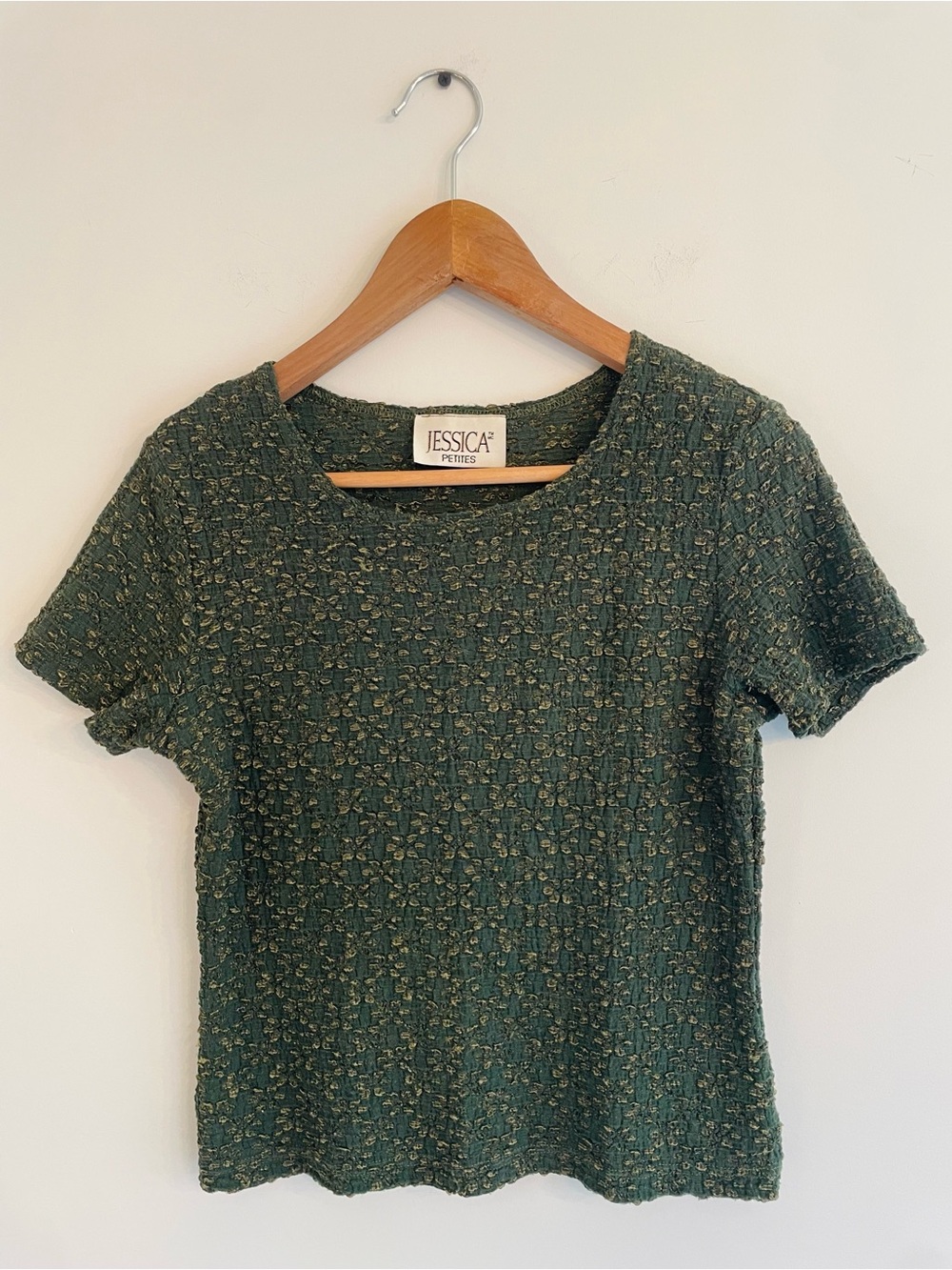 Vintage 90s Emerald Green Floral Blouse